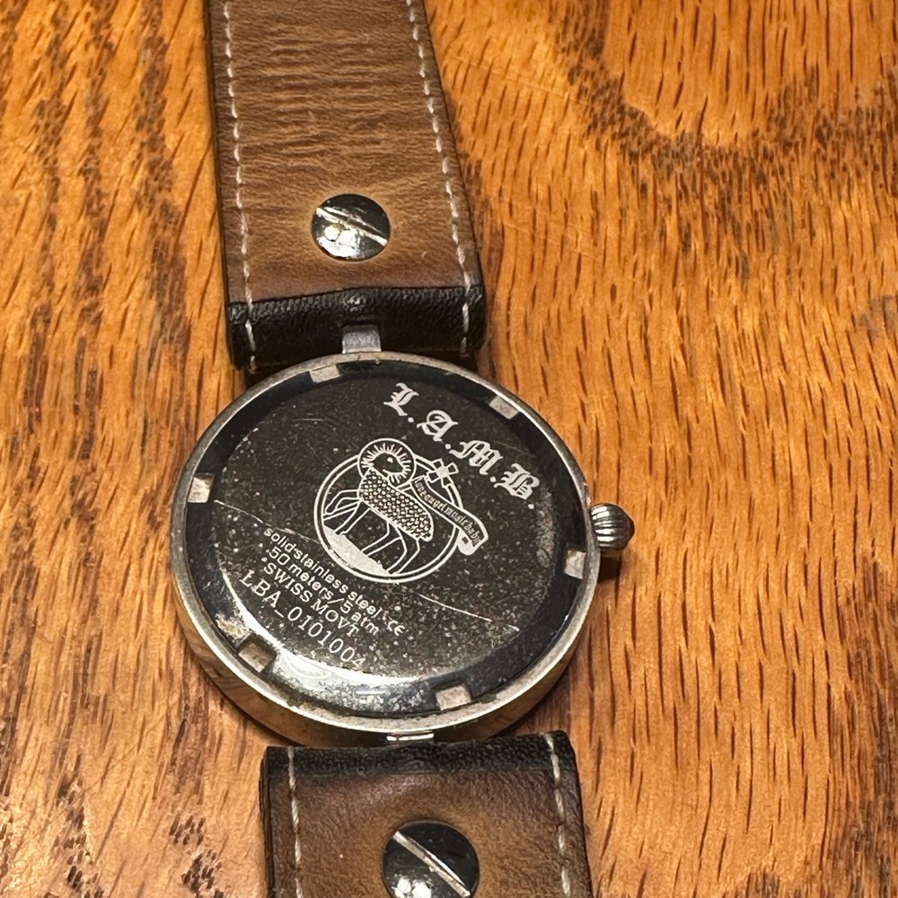L.A.M.B. Black and Brown Leather Watch